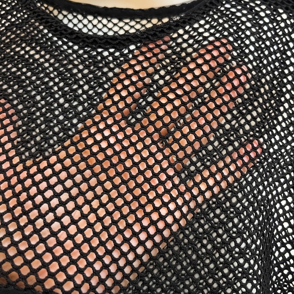 Black Mesh Crop Top with Rhinestone Detail Size S - Picture 4 of 6